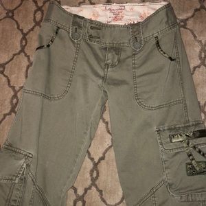Abercrombie & Fitch Army Green Wide Leg Cargo Pants